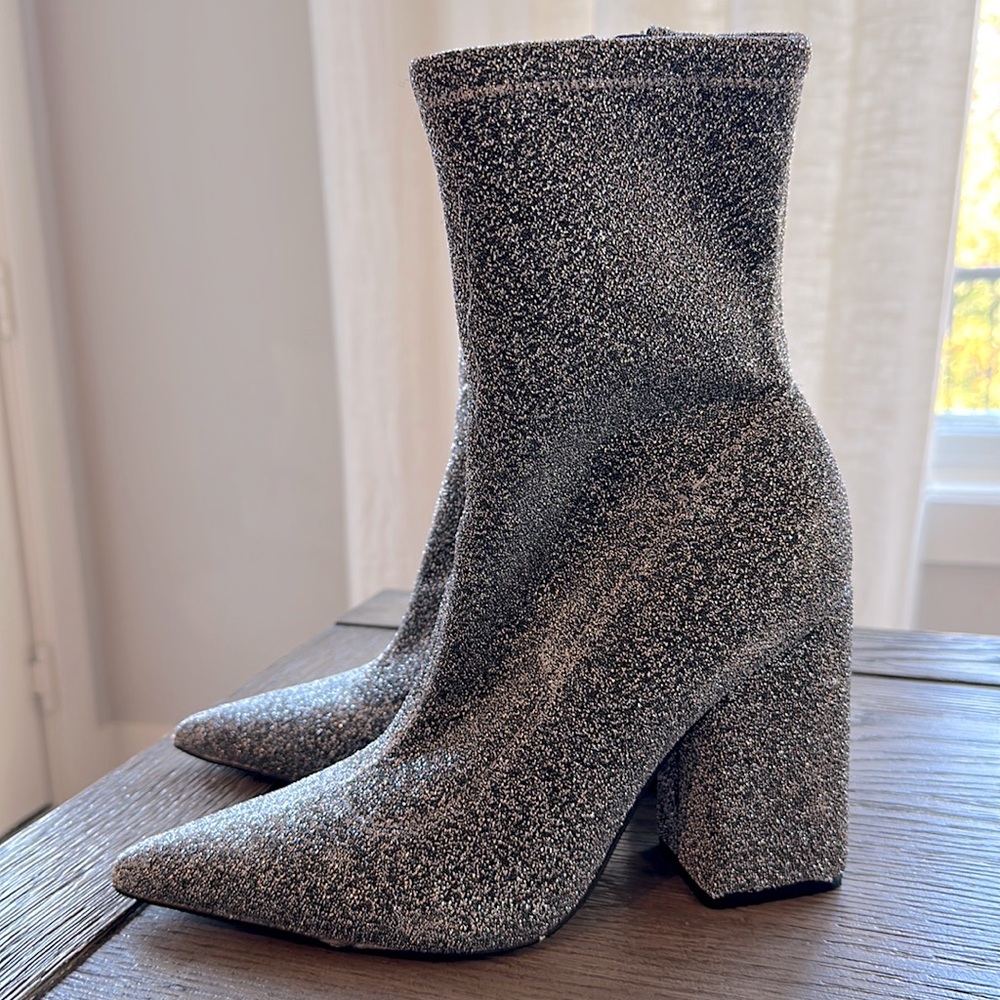 Brand New Marc Fisher Sparkly Silver Boots